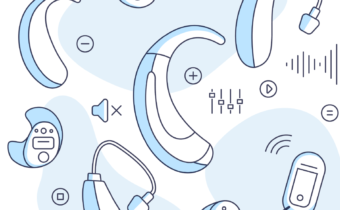 an illustration of various hearing aid models