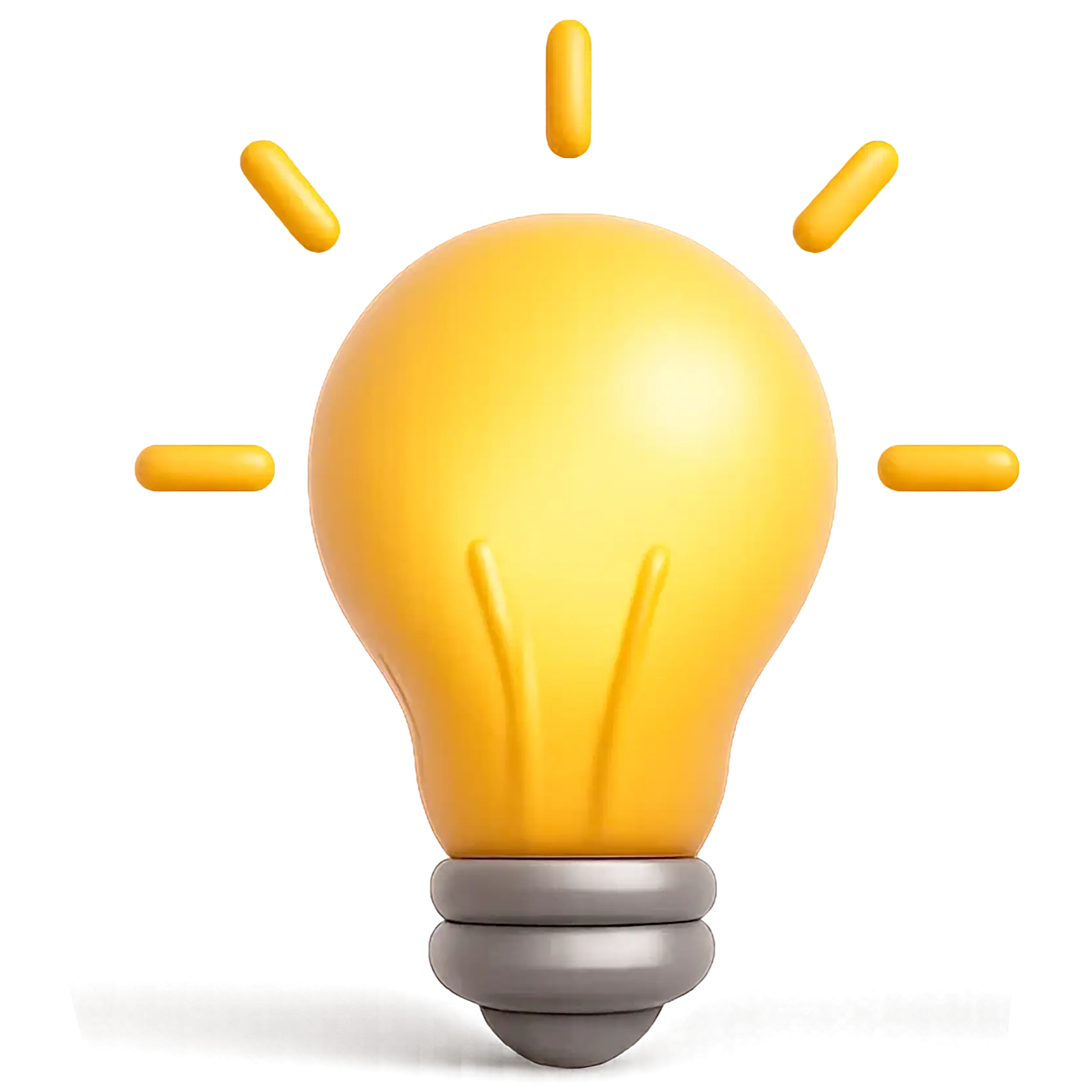 A yellow light bulb with radiating lines, symbolizing illumination or bright ideas.